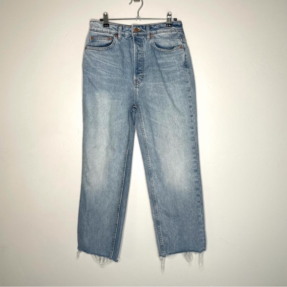 Doen High Rise Straight Leg Denim Jeans Size 27 Light Blue